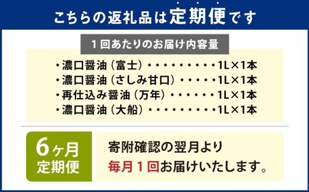 【6ヶ月定期便】 お醤油4種味比べセット ／ 調味料 醤油 しょうゆ おしょうゆ 濃口 こいくち 甘口 あまくち 料理 大分県 九重町