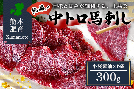 熊本県【中トロ 馬刺し】 300g 霜降り 馬肉 ばさし トロ 専用醤油付 馬 肉 阿蘇牧場 121-0511