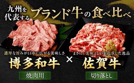 博多和牛 焼肉用 500g×2P ＋ 佐賀牛 切り落とし 400g×2P 計1.8kg（計4パック） 牛 和牛 牛肉 お肉 肉 にく 切落し 赤身 肩肉 バラ肉 冷凍