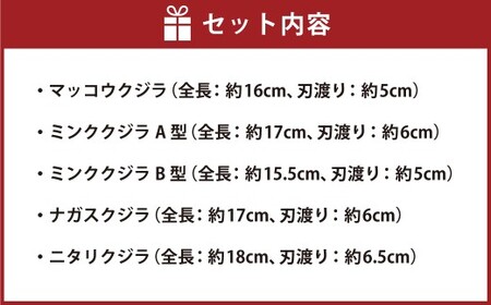 ミニナイフ くじらナイフ 5種類セット 土佐刃物 安全 鉛筆削り ペーパーナイフ レターオープナー 木工 キャンプ お土産