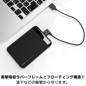 【088-02】ロジテック 耐衝撃USB3.1(Gen1) / USB3.0対応のポータブルハードディスク（HDD）[2TB/ブラック]【LHD-PBM20U3BK】