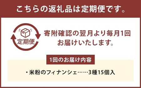 【3ヶ月定期便】 米粉 の フィナンシェ 15個入 （プレーン ・ 抹茶 ・ ココア） スイーツ お菓子 洋菓子 焼き菓子 らんこし米 ななつぼし まっちゃ ここあ 北海道 蘭越町 常温
