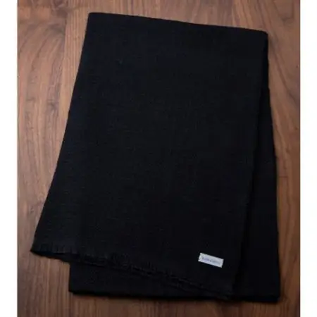 【手織りマフラー】ブラック 手紡ぎシルク真綿 kuskafabric 丹後の絹織物【高島屋選定品】【1689914】