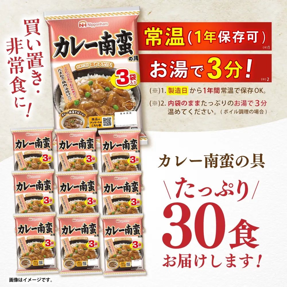 【小分け】日本ハム カレー南蛮の具 10パックセット(1パック3袋入り)計30食分 / 丼 どんぶり レトルト 鶏肉 南蛮 カレー 小分け / 諫早市 / 日本ハムマーケティング株式会社[AHAL015]
