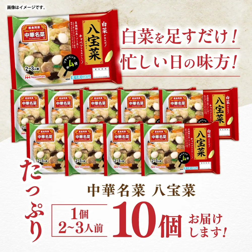 中華名菜 八宝菜 (2?3人前) 10個セット / 中華 八宝菜 惣菜 冷蔵 簡単調理 晩御飯 フライパン調理 ワンパンメニュー / 諫早市 / 日本ハムマーケティング株式会社[AHAL020]