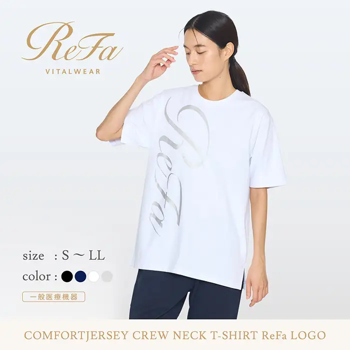 【ブラック Mサイズ】リファ バイタルテック コンフォートジャージー クルーネックTシャツ ReFaロゴ