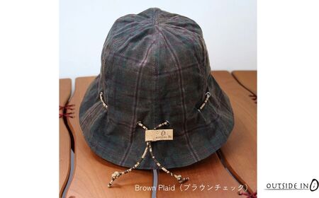 Wax Cotton Rainy Bell Col.02 Brown Plaid（ブラウンチェック） 帽子 ベルハット フリーサイズ キャンプ用品 アウトドア用品 [OUTSIDE IN]【020S102】