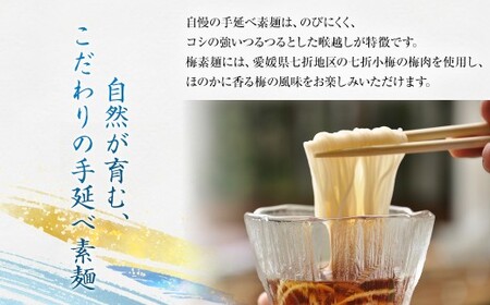美川手のべ素? 棒状、玉素?セット 計43袋 8.14kg ／ （白棒状素麺300g×20、梅棒状素麺250g×4、白玉素麺60g×17、梅玉素麺60g×2） そうめん 素麺 麺 棒状 玉素麺 梅 ウメ うめ 白 赤 七折小梅 四国 愛媛県 【えひめの町（超）推し！（久万高原町）】 （274）