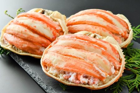 【数量限定】＜網走前浜産＞本ズワイガニ甲羅盛り【かに肉150g】3個 ABAI042