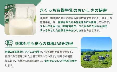北海道雄武町産《有機JAS認定》きくっち有機牛乳（180ml×5本）【01117】
