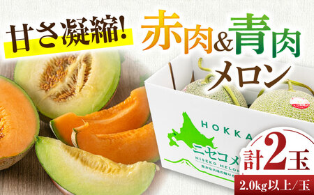 【先行予約】赤肉＆青肉セット 大玉2玉 | メロン AJAH027 