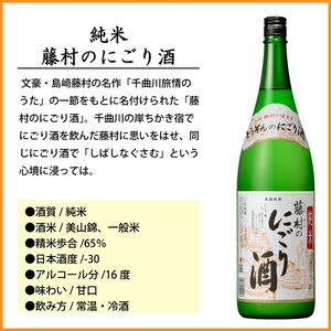 【千曲錦酒造】日本酒1升（1.8L）×2本 純米 藤村のにごり酒（北海道・沖縄県・離島は配送不可）信州 長野 佐久 地酒 晩酌  1800ml