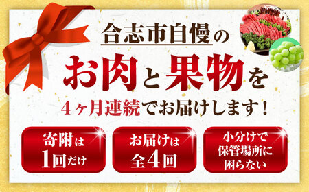 先行予約4回定期便 合志市肉と果物スタンダード定期便 シャインマスカット馬刺しAYZZ010