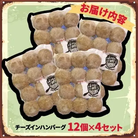 チーズ in 生ハンバーグ 12個×4セット グルテンフリー【配送不可地域：離島】【1673729】
