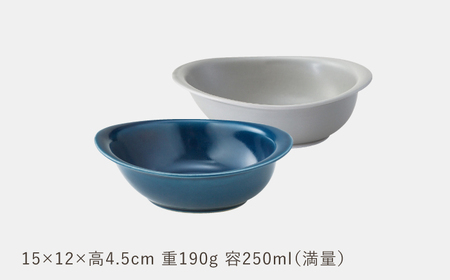 【波佐見焼】OVENWARE オーバル S〈ブルー・グレー〉2点セット【西海陶器】[OA513]