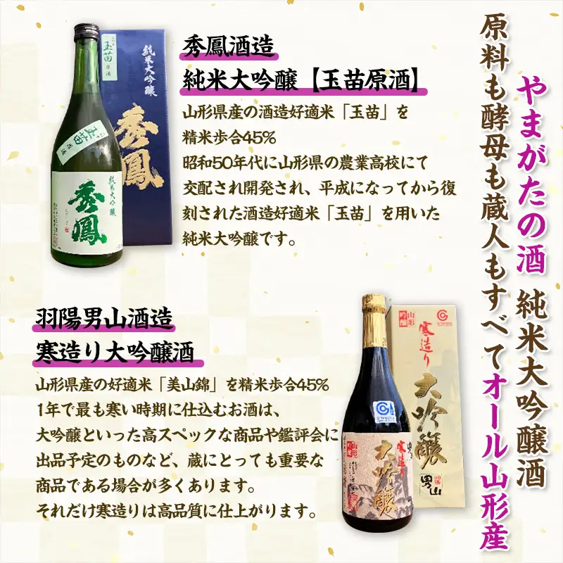 【やまがたの酒 純米大吟醸酒】秀鳳酒造・羽陽男山(720ml×2本) FY25-374