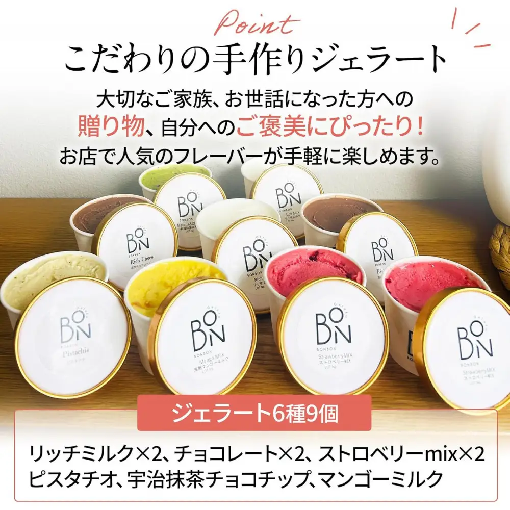 ジェラート 6種 9個 アソートセット ギフト スペシャルコーン付