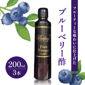 KK食品のフルーツ酢 200ml×3本セット（ギフト箱入り）（ブルーベリー酢×3本） 酢 フルーツビネガー 飲む酢 果実酢 ギフト 贈り物 浜松市