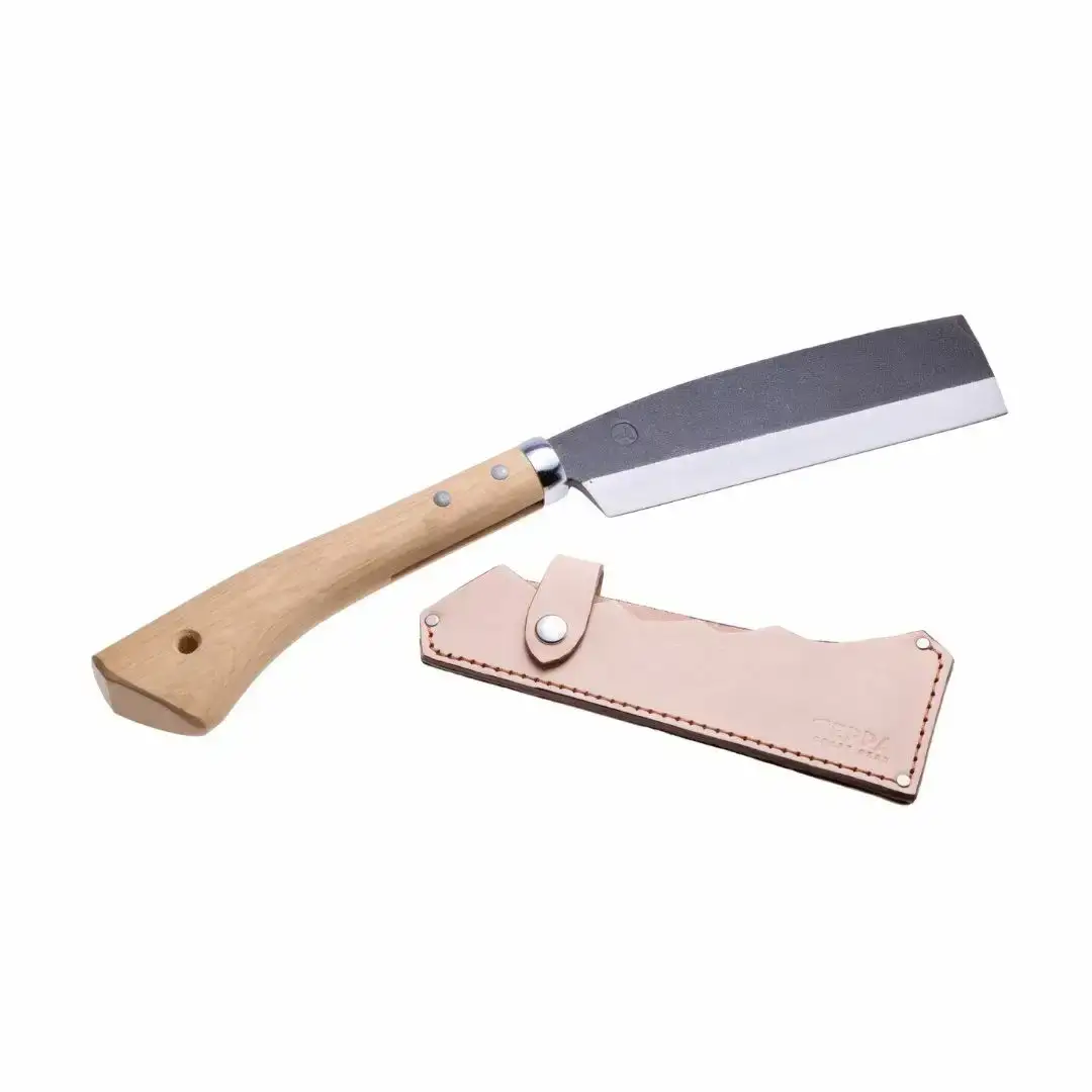 [TEPPA] 焚火鉈 粟 ヌメ革 専用革ケース付 キャンプ用品 アウトドア用品   ナタ なた 薪割り 山林 焚き火 ブッシュクラフト 刃物 登山 木こり 薪ストーブ【034S030】