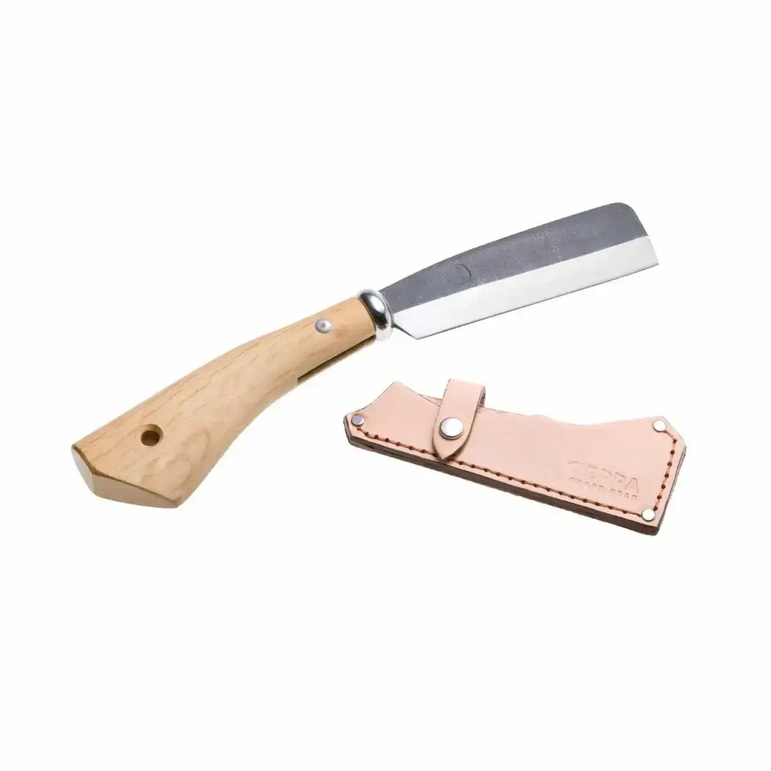 [TEPPA] 焚火鉈 弥彦 ヌメ革 専用革ケース付 キャンプ用品 アウトドア用品  ナタ なた 薪割り 山林 焚き火 ブッシュクラフト 刃物 登山 木こり 薪ストーブ【029S044】
