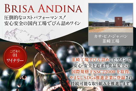 ワイン 赤 ブリサ・アンディーナ メルロー 500ml 12本 セット [カサ・ピノ・ジャパン 山梨県 韮崎市 20745346]