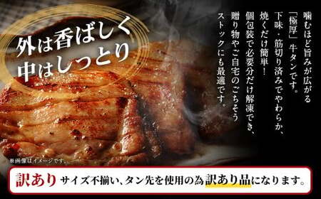 【訳あり】 厚牛タンステーキ 1kg （500g×2パック） 塩だれ × ガーリックペッパー ／ 牛タン 牛たん タン たん 牛肉 お肉 肉 ステーキ 極厚 訳アリ 理由あり わけあり 大阪府 阪南市 冷凍