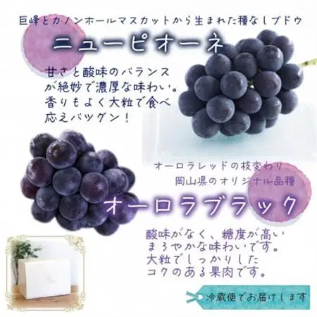 岡山　花笑み農園の『ニューピオーネ＆オーロラブラック』1kg (2房) PA-1【配送不可地域：離島】【1693658】