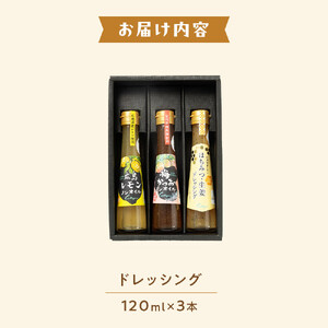 カスターニャ特製ドレッシング3本（広島レモンノンオイル、梅かつおノンオイル、はちみつ生姜ドレッシング）