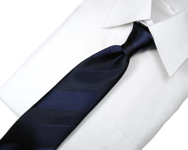 ネクタイ　富士桜工房　紺無地　三段縞（勝色）