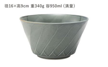 【波佐見焼】彫刻紋 藍墨 ボウル 大〈斜め彫〉3点セット【西海陶器】[OA525]