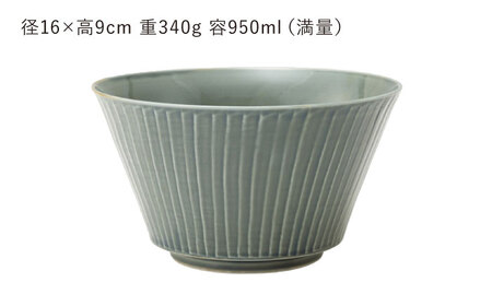 【波佐見焼】彫刻紋 藍墨 ボウル 大〈草林彫〉3点セット【西海陶器】[OA526]