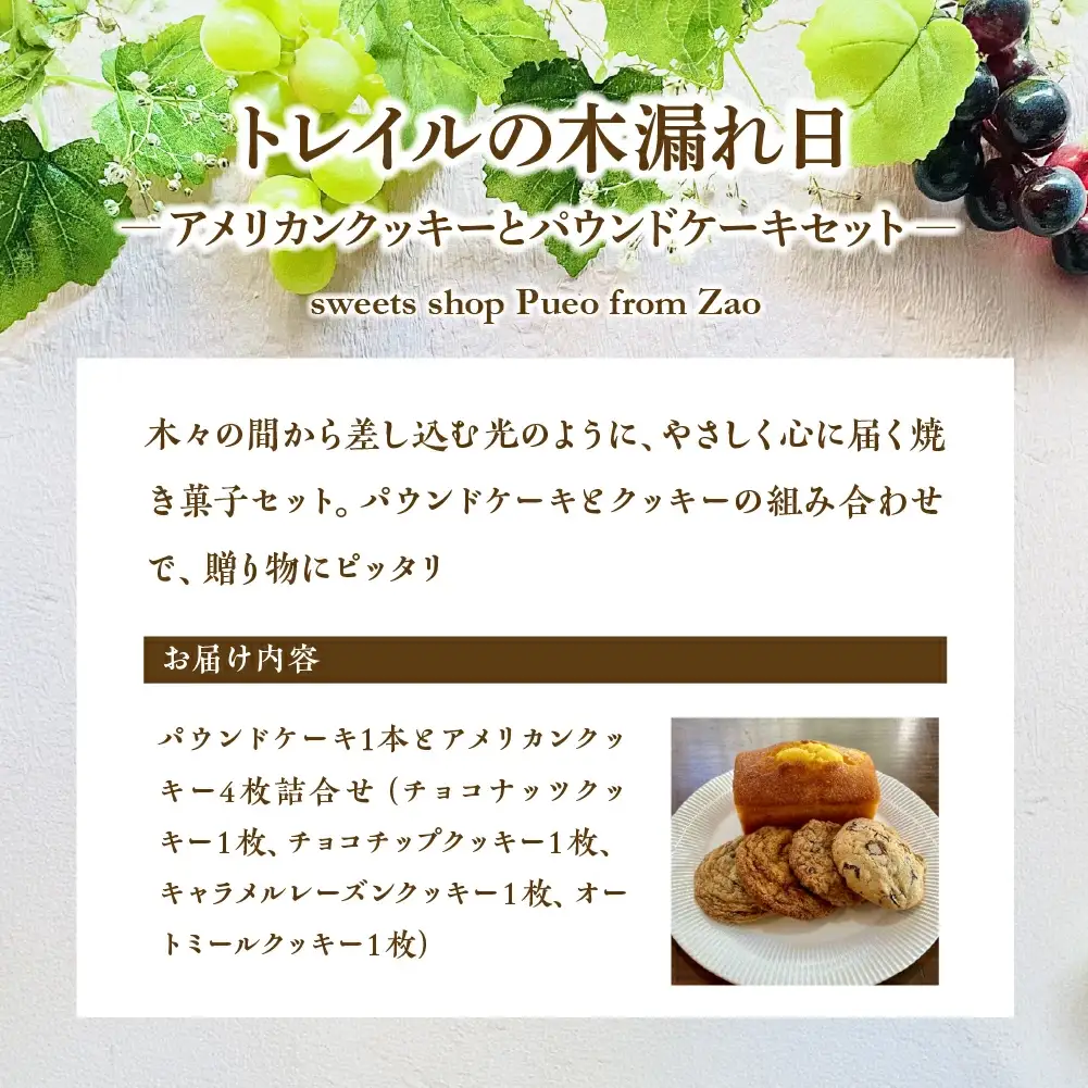 トレイルの木漏れ日　～アメリカンクッキーとパウンドケーキセット～　【04301-0950】