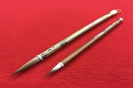 熊野筆 書筆 伝統工芸士作 2本セット【書道筆 習字筆 毛筆 筆 熊野筆 伝統工芸 職人 職人技 高級筆 セット ギフト 贈り物】 13-6