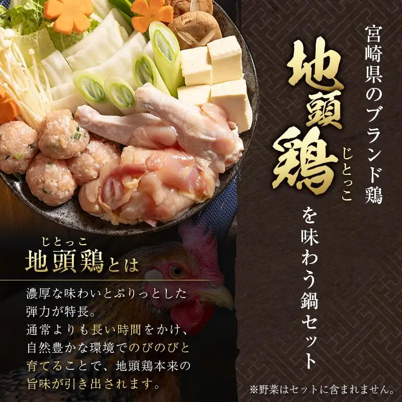 みやざき地頭鶏（じとっこ）鍋セット（4～5人前）具入り 鶏鍋 鶏だし スープ付き 冷凍 鶏肉 宮崎県