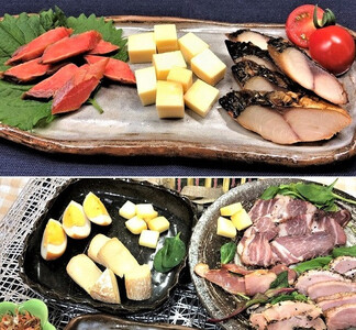 燻製屋チャコール 美人燻製 詰め合わせ 10種(さば 鮭 ベーコン 合鴨 チーズ チーズ 鶏もも肉 たまご ナッツ ふりかけ)