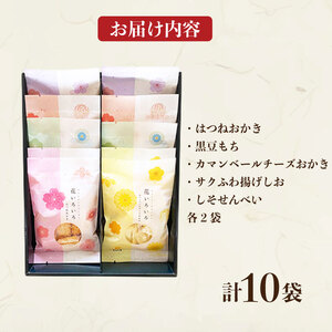 おかき 10袋 セット 詰め合わせ 花いろいろ 煎餅 せんべい あられ 米菓 米 食べきり 小袋 贈答 箱 プレゼント花いろいろ 米 煎餅 米菓 和 新潟 新潟県 新発田市 新発田 さくら製菓 さくら堂 sds014