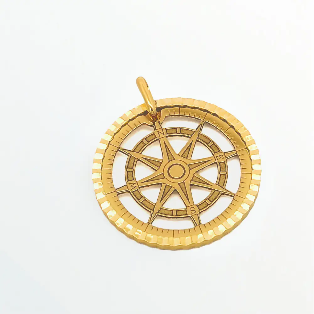 【18金イエローゴールドネックレス 羅針盤ペンダントトップ グリームカット長小豆0.25φ 45cm】富山県 富山市 贈り物 おすすめ ギフト 記念