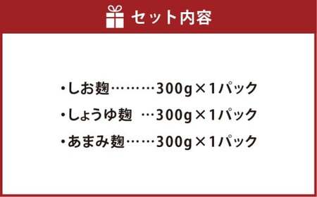 ベーシックセット 3点入り （しお麹 しょうゆ麹 あまみ麹 各300g×1パック） 合計900g ／ 塩麹 醤油麹 米麹 こうじ 麹 普段使い つける かける 和える ドレッシング たれ タレ 素 無添加 国産 冷蔵 岡山県 倉敷市