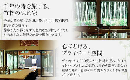 and FOREST勝浦 竹の離れ 宿泊券 1～4名 1泊 素泊まり 平日 株式会社タスマニアンプロジェクト《30日以内に出荷予定(土日祝除く)》千葉県 勝浦市 宿泊券 サウナ付き