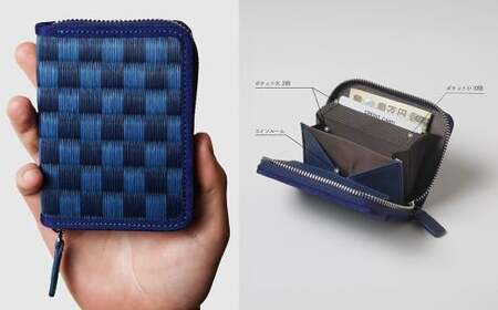 畳のコンパクト財布 選べる色 カラー 12色展開 樹脂製畳表 合皮 ポリエステル ちりめん生地 たたみ タタミ 二つ折り お札入れ コインポケット 小銭入れ 