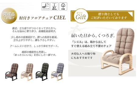 高座椅子 チェア CIEL(シエル) 1脚　イス 椅子 チェア 座椅子 高座椅子 組立不要 アームレスト インテリア 家具 機能性 かわいい おしゃれ 兵庫 兵庫県 小野市 グレージュ