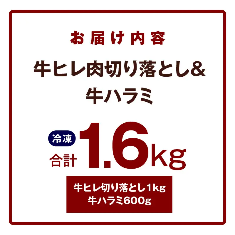 【氷温熟成×特製ダレ】牛ヒレ 1kg＋牛ハラミ 600g 合計1.6kg