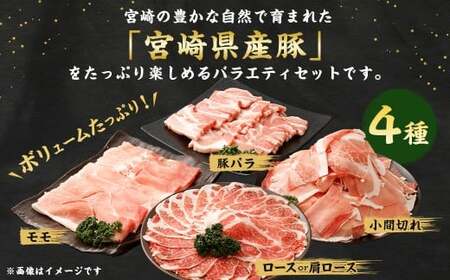 ＜宮崎県産豚バラエティセット1.3kg＞入金確認後、翌月末迄に順次出荷 4パック お肉 肉 豚肉 豚 肩ロース ロース モモ ウデ スライス 焼き肉 焼肉 BBQ バーベキュー 冷凍 宮崎県 高鍋町【c1536_mc】