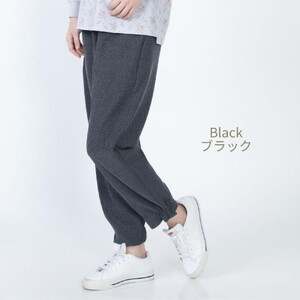 LL もんぺ レディース ブラック リヨセル 無地 ／ シニアファッション ギフト お洒落 ズボン モンペ シニア レディース ファッション パンツ リラパン 無地 おしゃれ和風 70代 80代 ホームウエア 和風 趣味の服 和装 母の日 敬老の日 プレゼント 広島県 No.1188-02