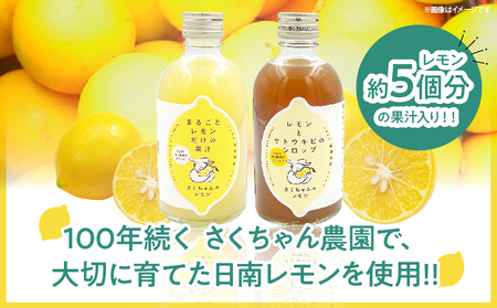 果汁100％「まるごとレモンだけの果汁」と「レモンとさとうきびのシロップ」セット 合計2本 無添加 保存料不使用_BC135-25