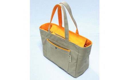 Block（小）カーキ/橙［尾道 帆布鞄 彩工房］