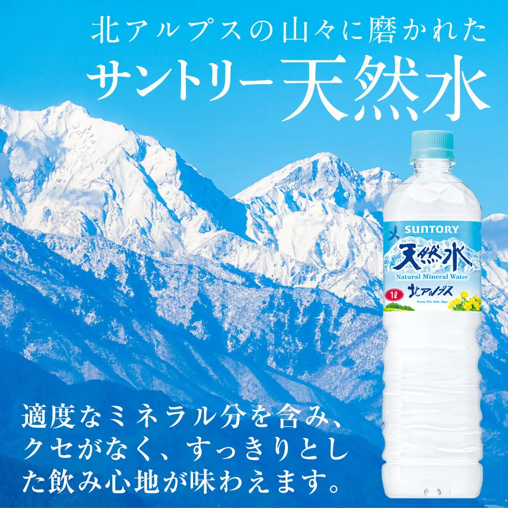 【定期便／全3回（毎月お届け）】サントリー 天然水 北アルプス 1L ペットボトル（12本入り×1ケース）| 水  サントリー 定期便