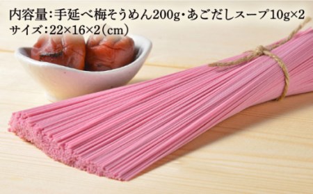 手延べ梅そうめん 200g あごだし スープ 付 / そうめん 素麺 麺 乾麺 梅 / 南島原市 / のうち製麺 [SAF013]