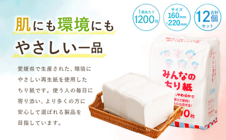 みんなのちり紙 1200枚×12個 ちり紙 紙 1200枚 12個 日用品 生活用品 生活必需品 必需品 消耗品 愛媛県 （1025）