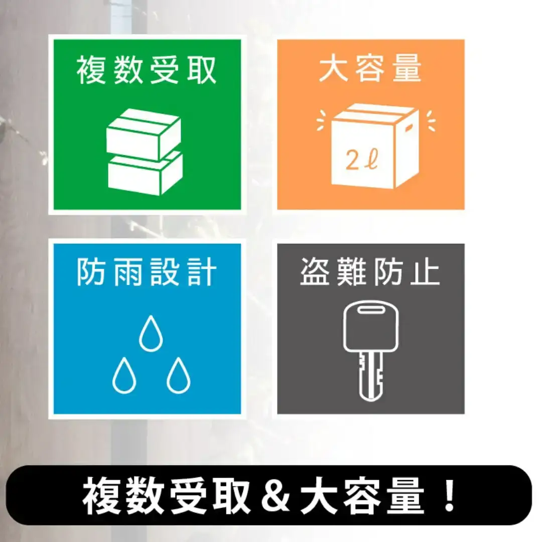 ポスト一体型 二段宅配ボックス レシーボ 鍵付き 戸建住宅用 防雨 防水 屋外 要組立 日本製 TRP2-4583(BK/AGY) グリーンライフ